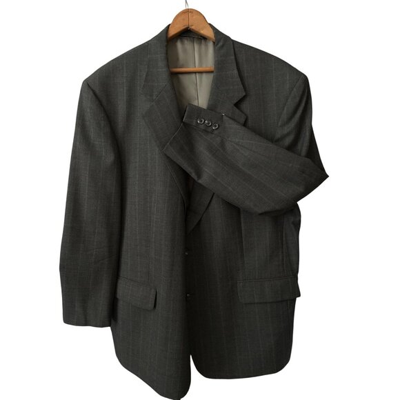 Brooks Brothers Blazer Gray Pinstripe Wool Suit Jacket 2-Button Classic Size 46R - Picture 2 of 7